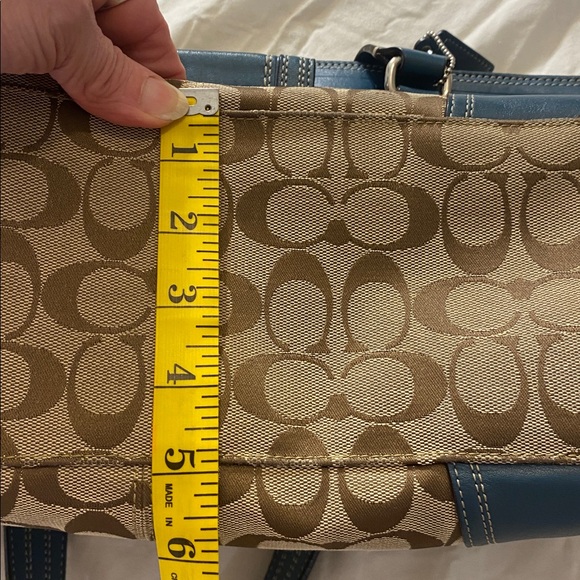 Coach Hamptons Brown and Blue Monogram Tote Bag - Picture 10 of 14